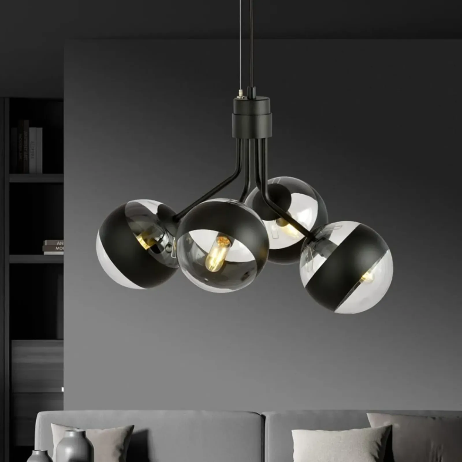 Sklep Kaja Czarna lampa wisząca z regulowaną wysokością 1139/4 NOVA | Kaja Discount