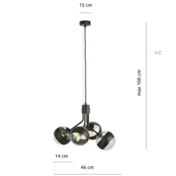 Sklep Kaja Czarna lampa wisząca z regulowaną wysokością 1139/4 NOVA | Kaja Discount