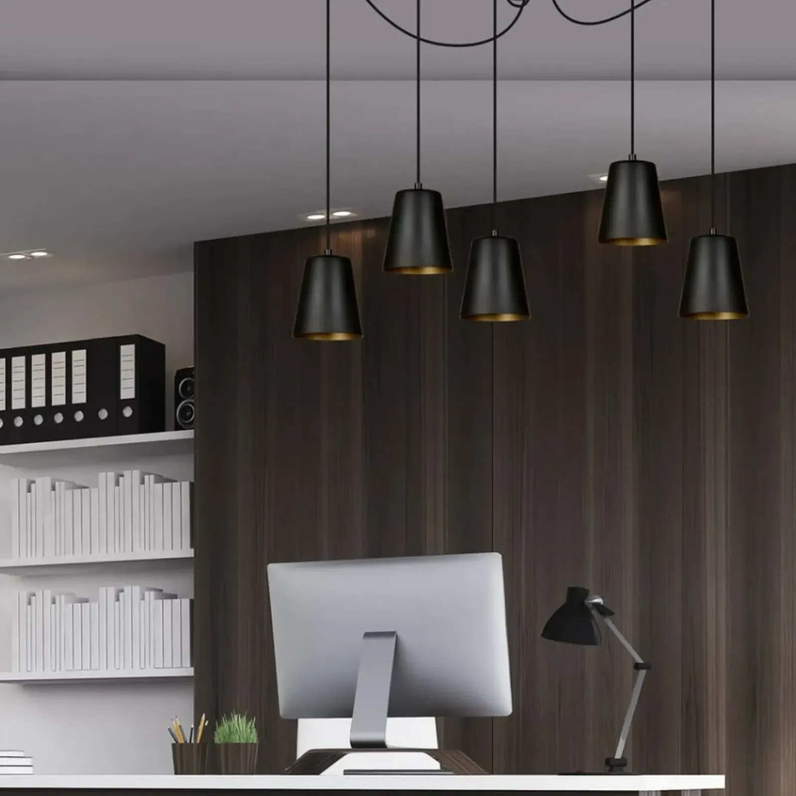 Sklep Kaja Czarna lampa wisząca z regulowaną wysokością 455/5 | Kaja Oświetlenie Cheap