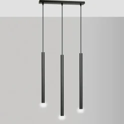 Sklep Kaja Czarna lampa wisząca z trzema tubami na listwie 552/3 | Kaja czarny Best Sale
