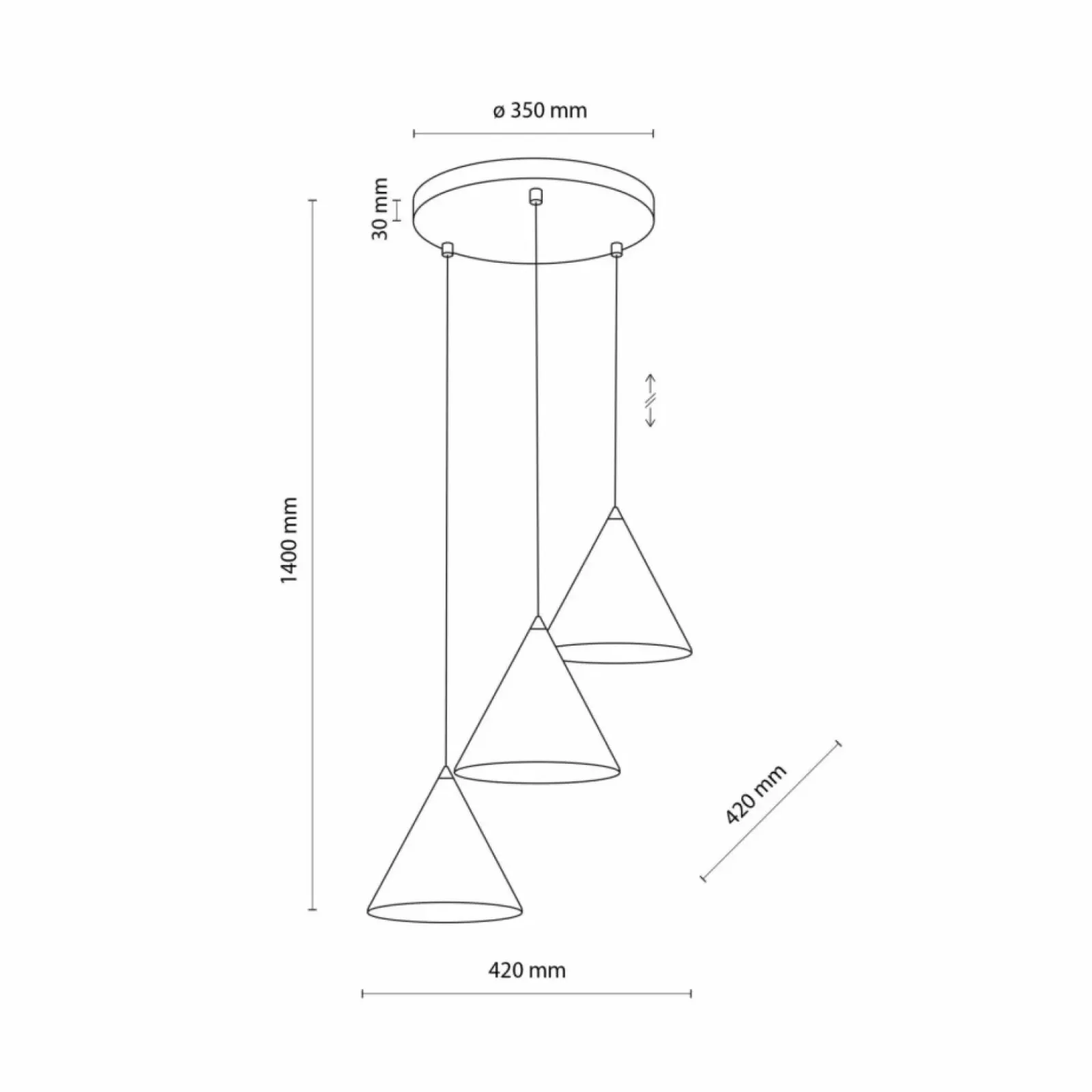 Sklep Kaja Czarna lampa wisząca ze stożkowymi kloszami TK 10067 CONO | Kaja New