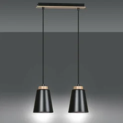 Sklep Kaja Czarna lampa wisząca ze zdobieniami drewnianymi 442/2 | Kaja Clearance