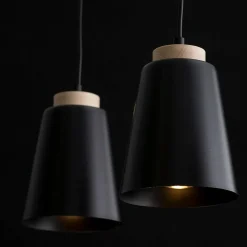 Sklep Kaja Czarna lampa wisząca ze zdobieniami drewnianymi 442/2 | Kaja Clearance