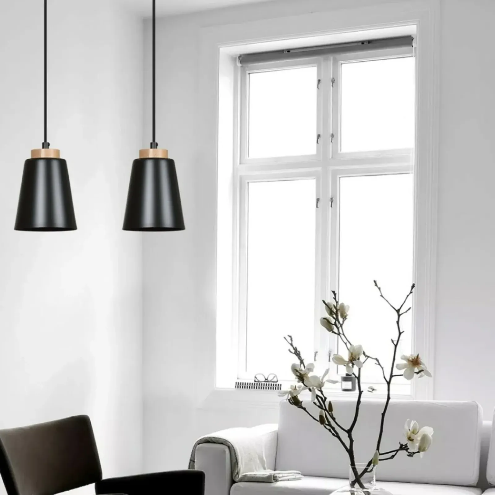 Sklep Kaja Czarna lampa wisząca ze zdobieniami drewnianymi 442/2 | Kaja Clearance