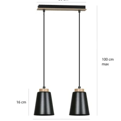 Sklep Kaja Czarna lampa wisząca ze zdobieniami drewnianymi 442/2 | Kaja Clearance