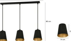 Sklep Kaja Czarna lampa wisząca ze złotym wnętrzem klosza 415/3 | Kaja New