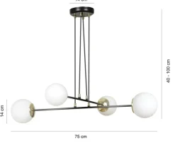 Sklep Kaja Czarna lampa wisząca ze złotymi podkloszami 966/4 | Kaja Oświetlenie Discount