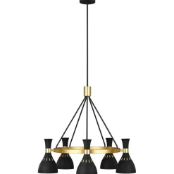 Sklep Kaja Czarna lampa wisząca ze złotym FE-JOAN5-MB z serii JOAN Discount