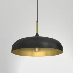 Sklep Kaja Czarna lampa wisząca ze złotymi elementami MLP7898 z serii LINCOLN | Kaja Oświet Best