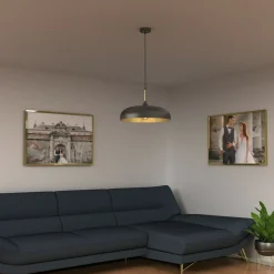 Sklep Kaja Czarna lampa wisząca ze złotymi elementami MLP7898 z serii LINCOLN | Kaja Oświet Best