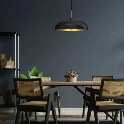 Sklep Kaja Czarna lampa wisząca ze złotymi elementami MLP7898 z serii LINCOLN | Kaja Oświet Best