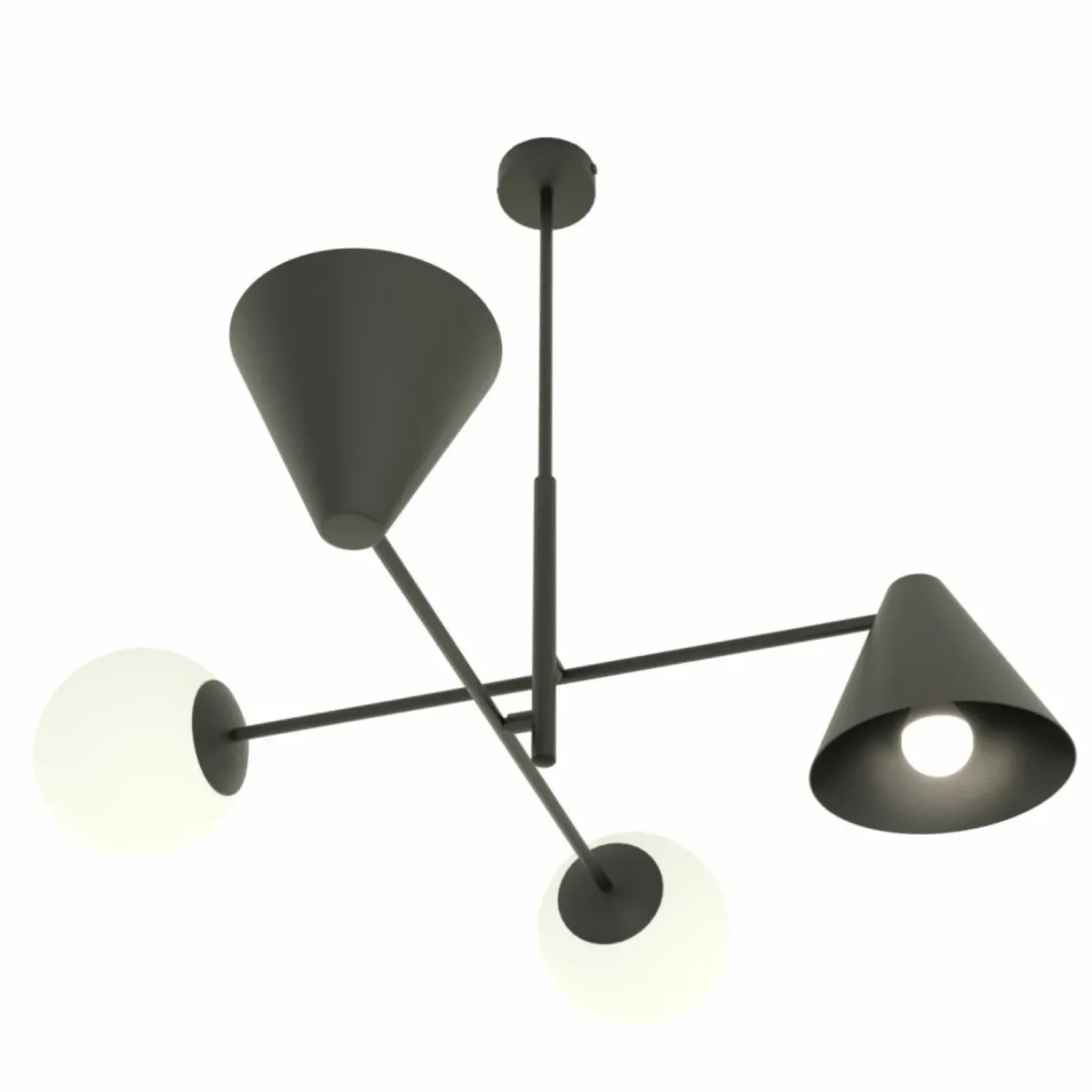 Sklep Kaja Czarna lampa z kloszami i reflektorami 1347/4 HERMES 4 BLACK | Kaja New