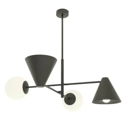 Sklep Kaja Czarna lampa z kloszami i reflektorami 1347/4 HERMES 4 BLACK | Kaja New