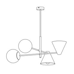 Sklep Kaja Czarna lampa z kloszami i reflektorami 1347/4 HERMES 4 BLACK | Kaja New