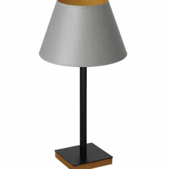 Sklep Kaja Czarna lampa z szarym, zwężanym abażurem LX 3761 z serii TABLE LAMPS* Lampki Stołowe Z Abażurem|Tradycyjne Lampki Stołowe