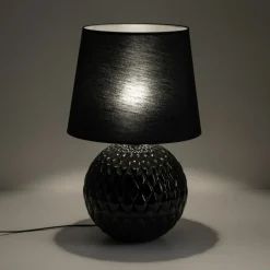 Sklep Kaja Czarna lampka na szafkę nocną TK 16047 SANTANA BLACK | Kaja* Lampki Stołowe Z Abażurem|Nowoczesne Lampki Stołowe