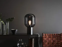 Sklep Kaja Czarna lampka nocna z transparentnym kloszem 107481 | Kaja Oświetlenie* Nowoczesne Lampki Stołowe