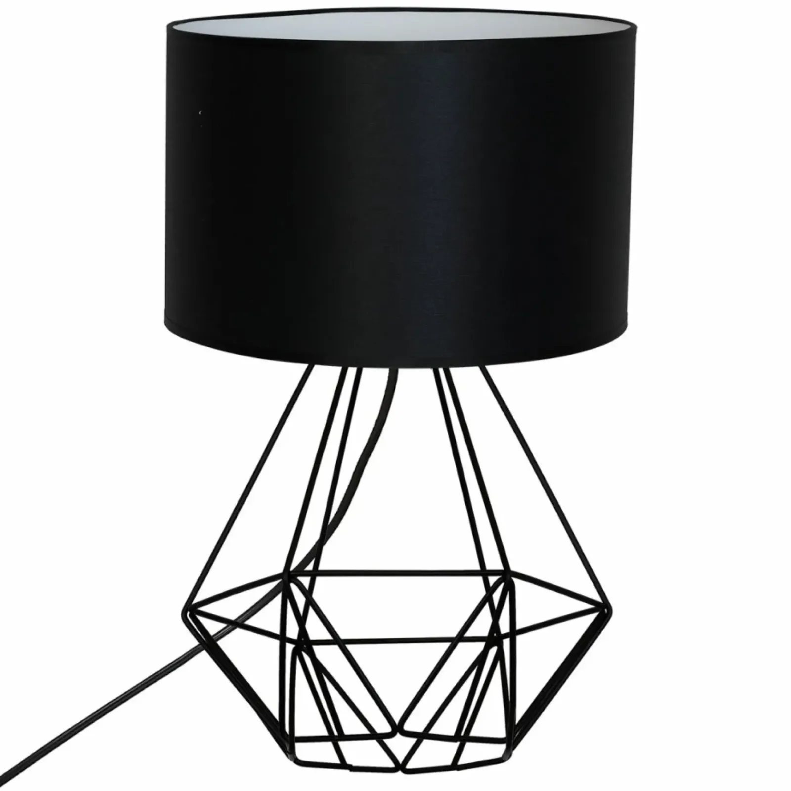 Sklep Kaja Czarna lampka stołowa, druciana podstawka LX 8065 z serii BASKET NEW* Lampki Stołowe Z Abażurem|Nowoczesne Lampki Stołowe