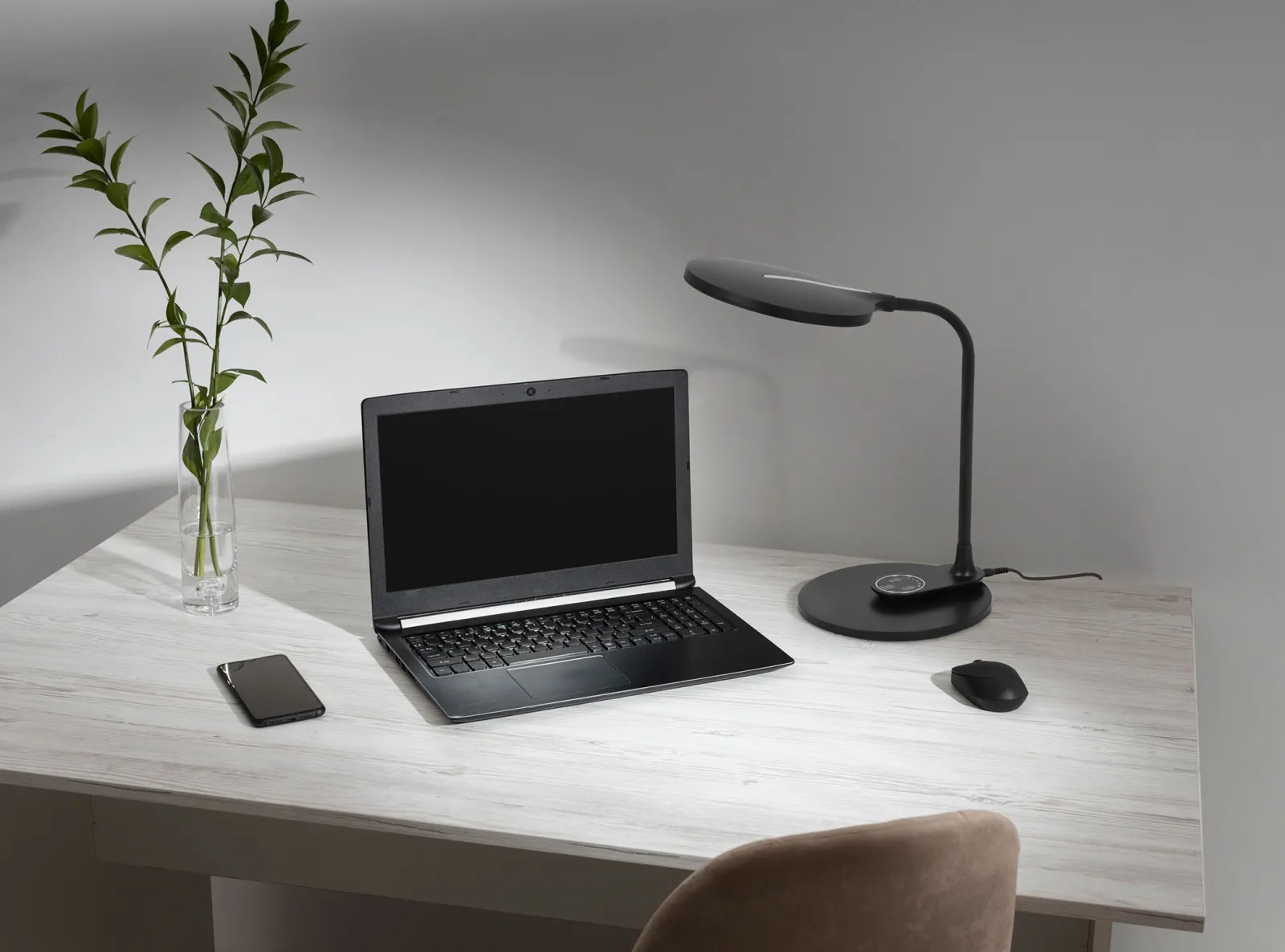 Sklep Kaja Czarna ledowa lampka biurkowa, ściemniana K-BL1153 z serii GAJA* Lampy Led|Lampy Led Kaja Lighting