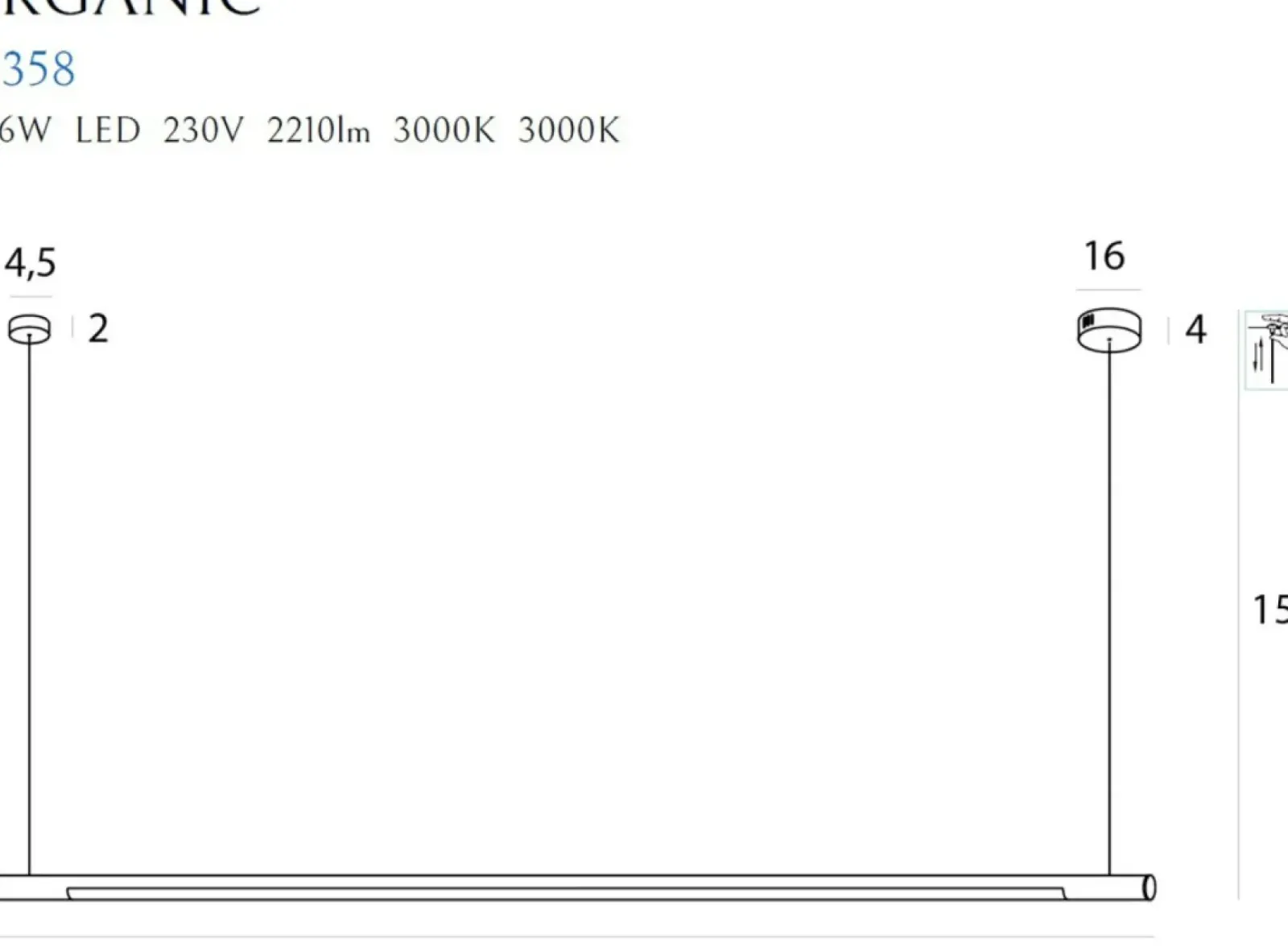 Sklep Kaja Czarna listwa wisząca LED 150cm MX P0358 ORGANIC P | Kaja Oświetlenie Fashion