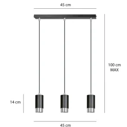 Sklep Kaja Czarna listwa z trzema wiszącymi lampami 816/3 | Kaja Oświetlenie Cheap
