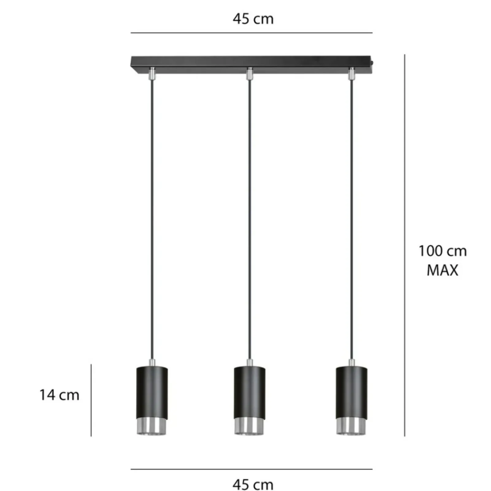 Sklep Kaja Czarna listwa z trzema wiszącymi lampami 816/3 | Kaja Oświetlenie Cheap