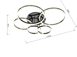 Sklep Kaja Czarna, nowoczesna lampa sufitowa LED WF 9049-605 PERPIGNON | Kaja* Plafony Nowoczesne|Lampy Led