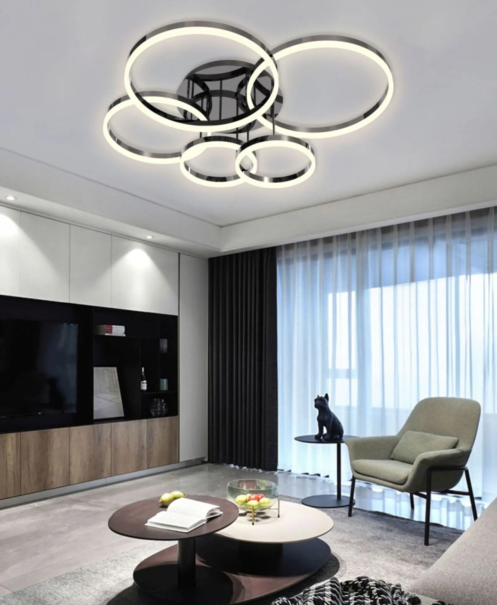 Sklep Kaja Czarna, nowoczesna lampa sufitowa LED WF 9049-605 PERPIGNON | Kaja* Plafony Nowoczesne|Lampy Led