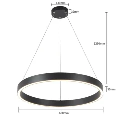 Sklep Kaja Czarna obręcz wisząca do salonu LP-033/1P S BK TRIANGLE z serii MIDWAY Hot