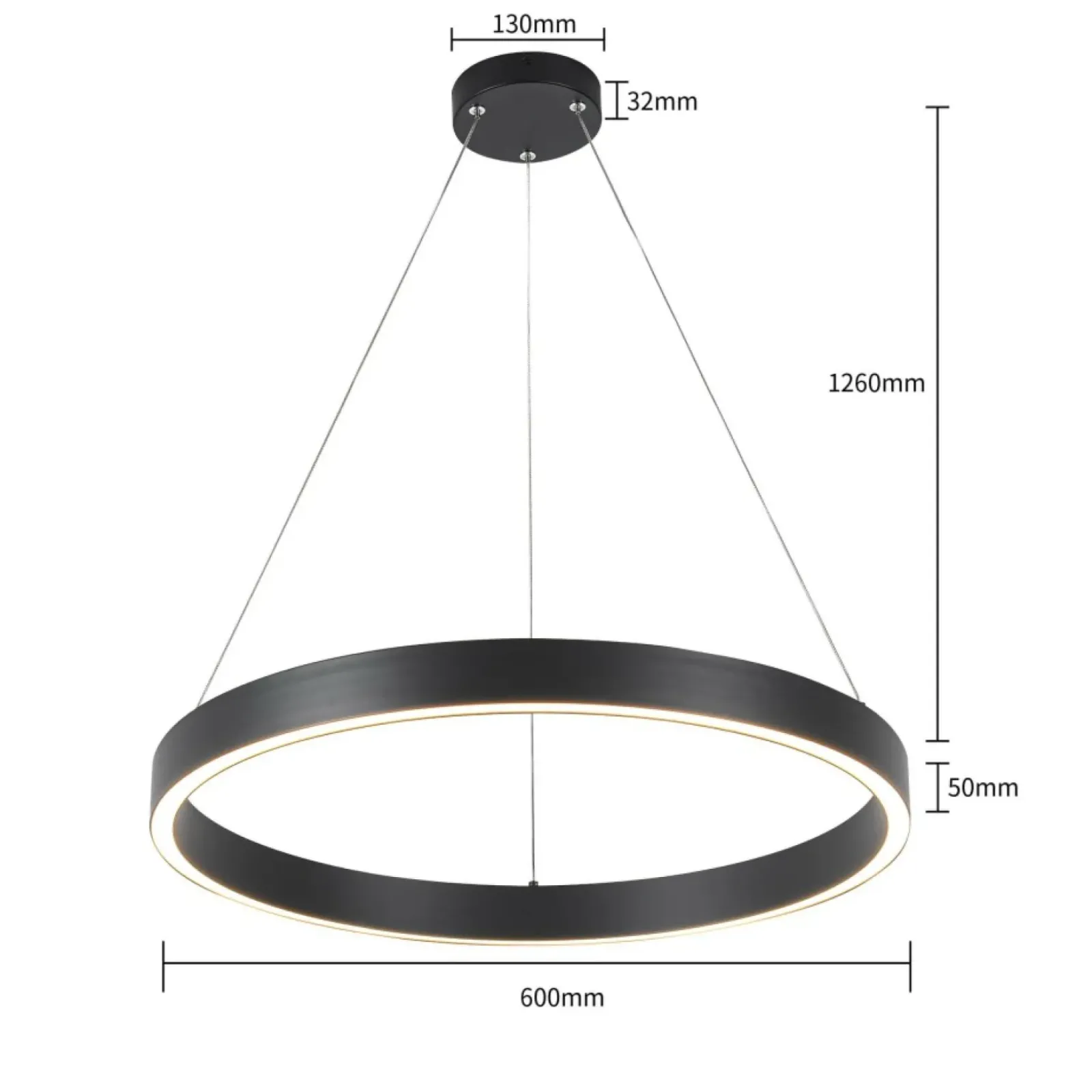 Sklep Kaja Czarna obręcz wisząca do salonu LP-033/1P S BK TRIANGLE z serii MIDWAY Hot