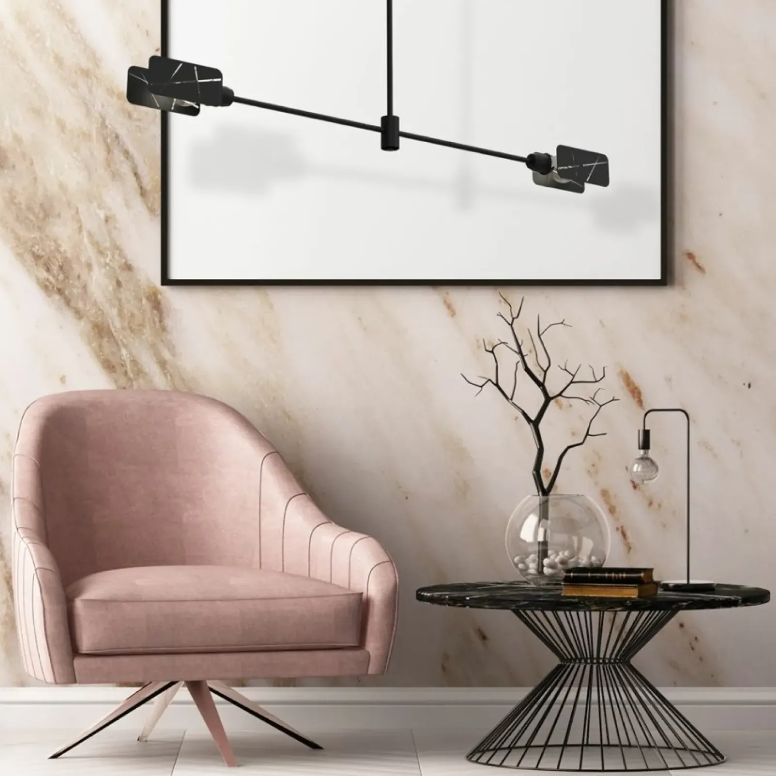 Sklep Kaja Czarna, ozdobna lampa sufitowa, na dwie żarówki MLP8678 z serii ASTRA | Kaja Ośw Discount