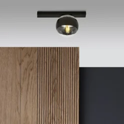 Sklep Kaja Czarna, pojedyncza lampa sufitowa z kloszem 1123/1 FIT | Kaja* Plafony Nowoczesne