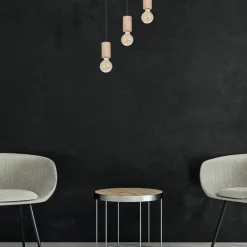 Sklep Kaja Czarna, ponadczasowa lampa wisząca z drewnemMLP8826 z serii LINES | Kaja Oświe naturalnedrewno New