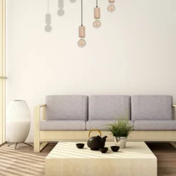 Sklep Kaja Czarna, ponadczasowa lampa wisząca z drewnemMLP8826 z serii LINES | Kaja Oświe naturalnedrewno New