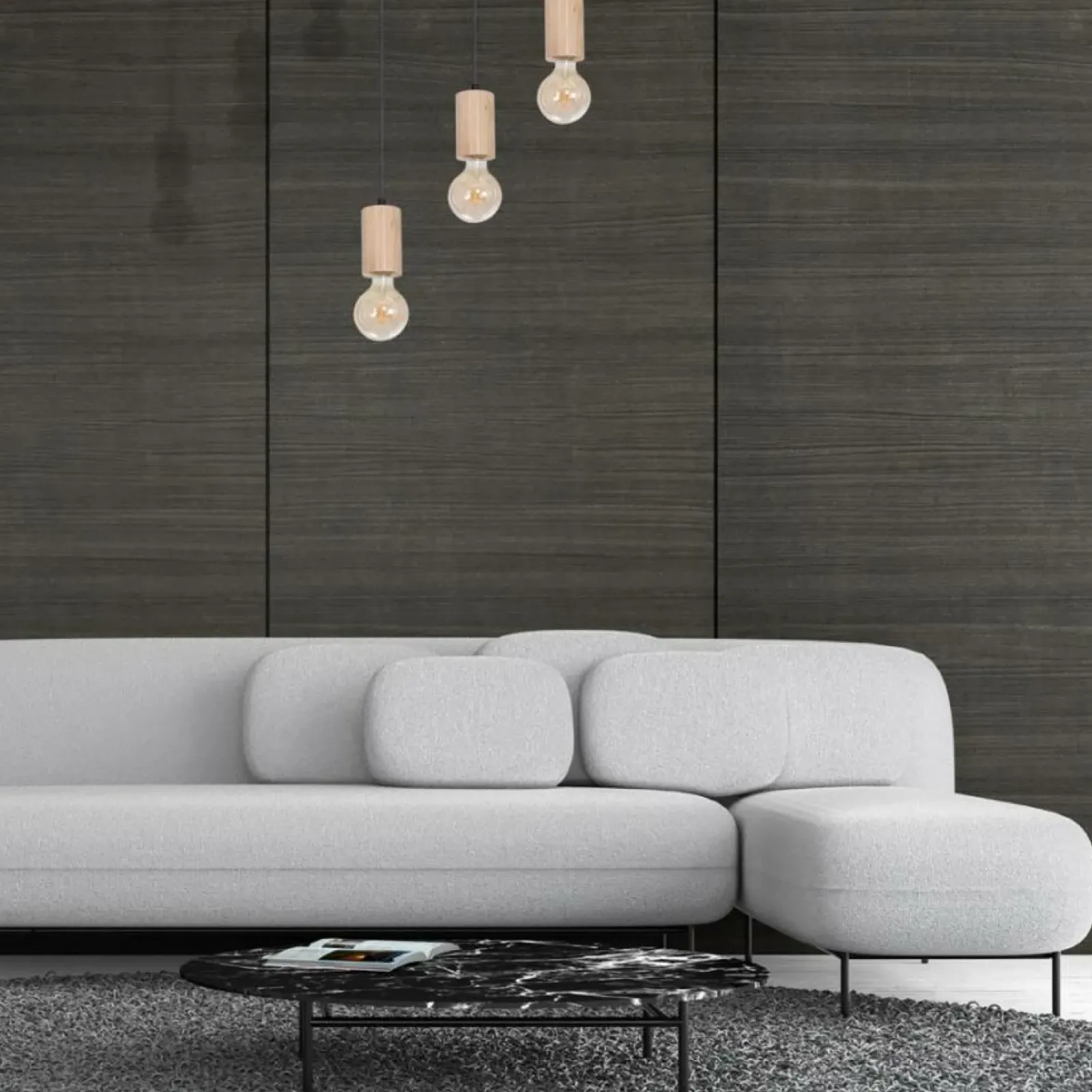 Sklep Kaja Czarna, ponadczasowa lampa wisząca z drewnemMLP8826 z serii LINES | Kaja Oświe naturalnedrewno New