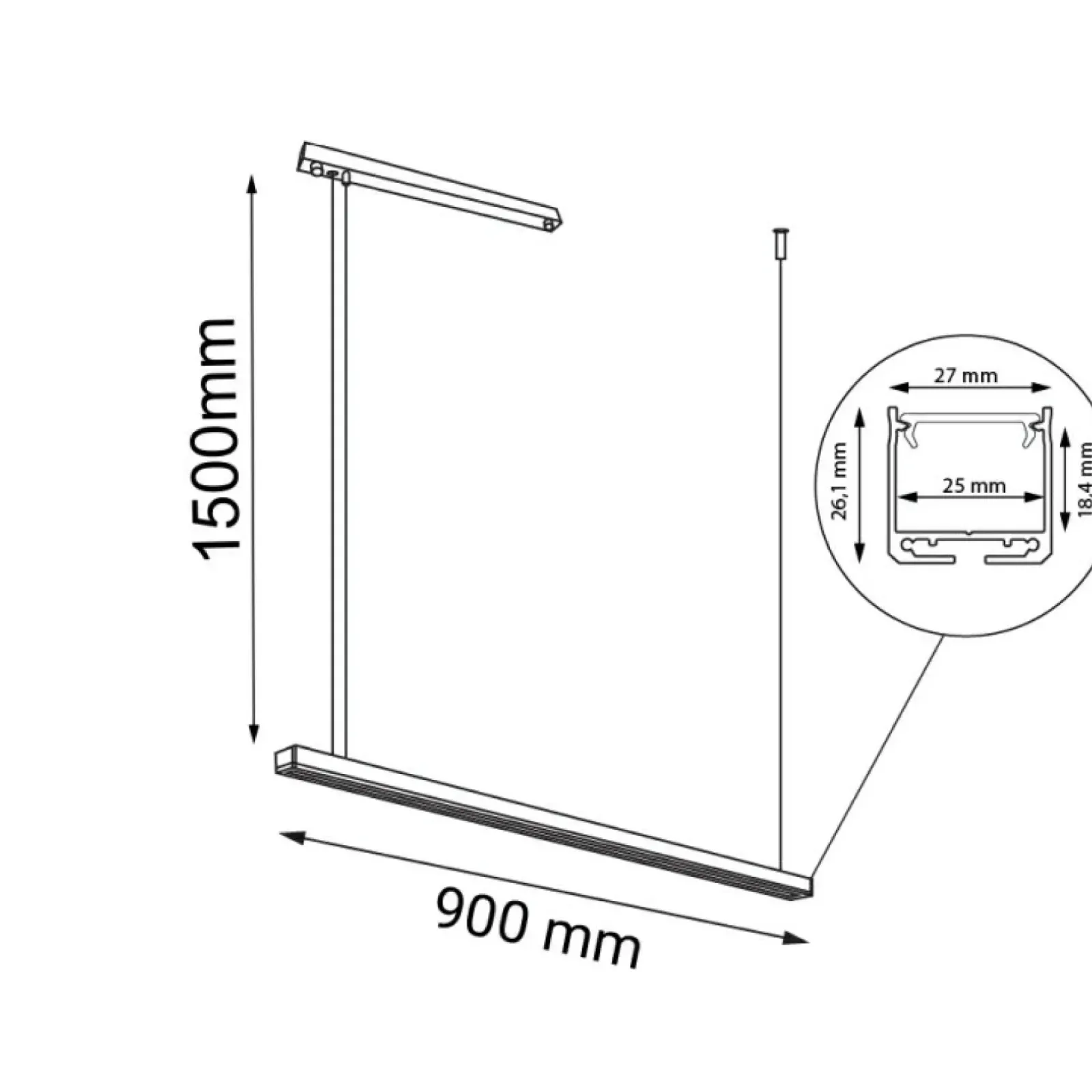 Sklep Kaja Czarna, pozioma listwa wisząca LED 90cm 4000K ANT 8652 HANAWA | Kaja Clearance