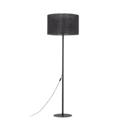Sklep Kaja Czarna, prosta lampa podłogowa z abażurem TK 16011 GLORII | Kaja* Lampy Podłogowe Z Abażurem|Tradycyjne Lampy Podłogowe