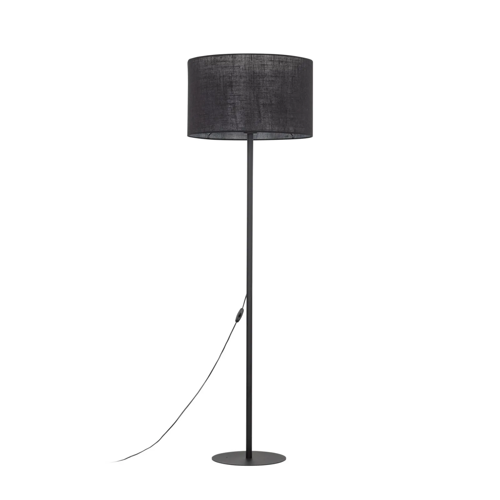 Sklep Kaja Czarna, prosta lampa podłogowa z abażurem TK 16011 GLORII | Kaja* Lampy Podłogowe Z Abażurem|Tradycyjne Lampy Podłogowe