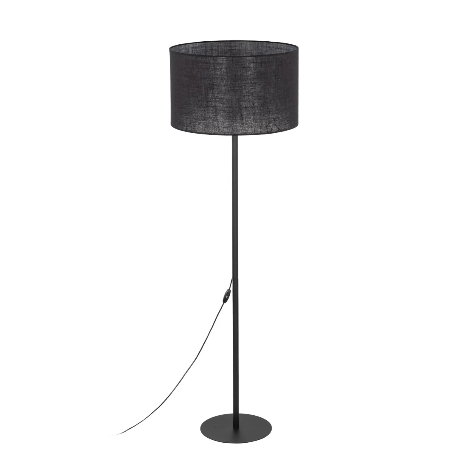 Sklep Kaja Czarna, prosta lampa podłogowa z abażurem TK 16011 GLORII | Kaja* Lampy Podłogowe Z Abażurem|Tradycyjne Lampy Podłogowe