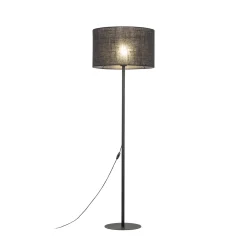 Sklep Kaja Czarna, prosta lampa podłogowa z abażurem TK 16011 GLORII | Kaja* Lampy Podłogowe Z Abażurem|Tradycyjne Lampy Podłogowe