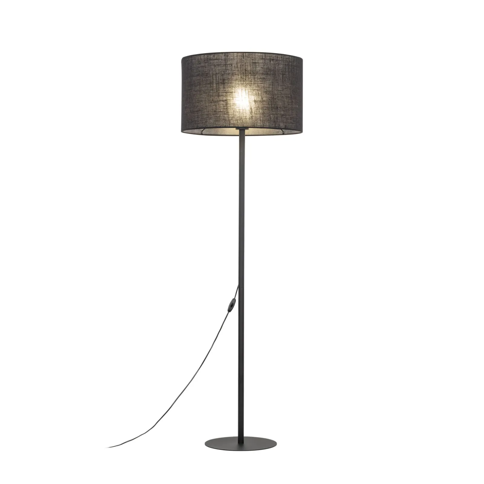Sklep Kaja Czarna, prosta lampa podłogowa z abażurem TK 16011 GLORII | Kaja* Lampy Podłogowe Z Abażurem|Tradycyjne Lampy Podłogowe