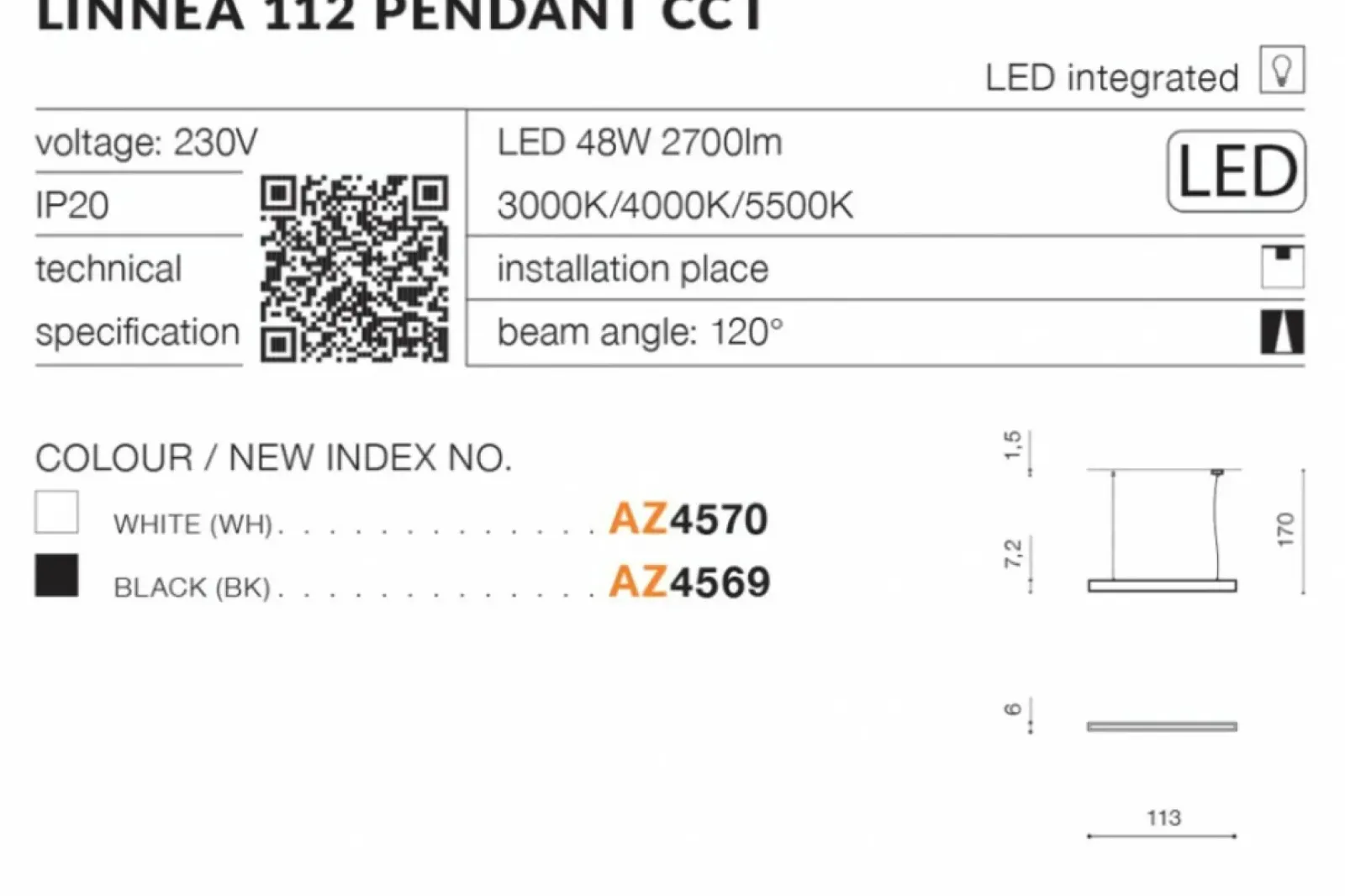 Sklep Kaja Czarna szeroka lampa wisząca LED nad wyspę AZ4569 LINNEA | Kaja czarny Sale