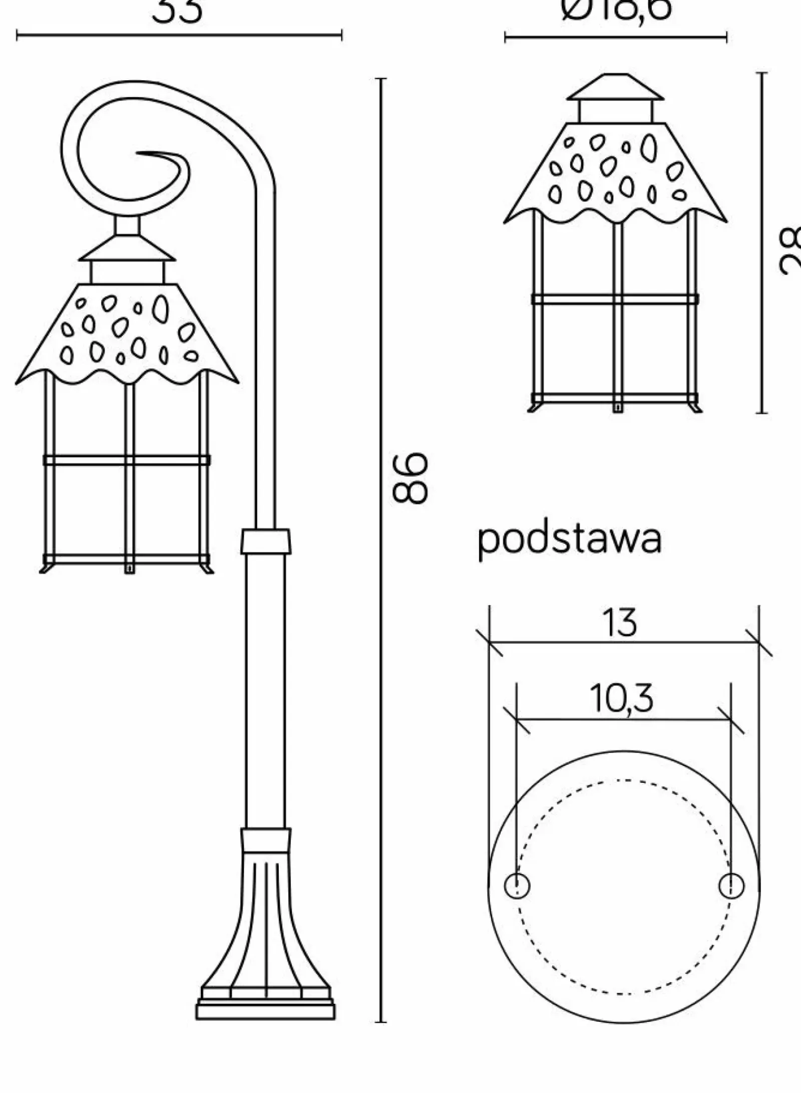 Sklep Kaja Czarna, wyszukana lampa ogrodowa, ozdobna K 5002/3/R z serii TOLEDO | Kaja Oświe* Lampy Ogrodowe Stojące