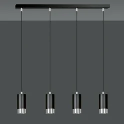 Sklep Kaja Czarno srebrna lampa wisząca na listwie 816/4 | Kaja Oświetlenie Flash Sale