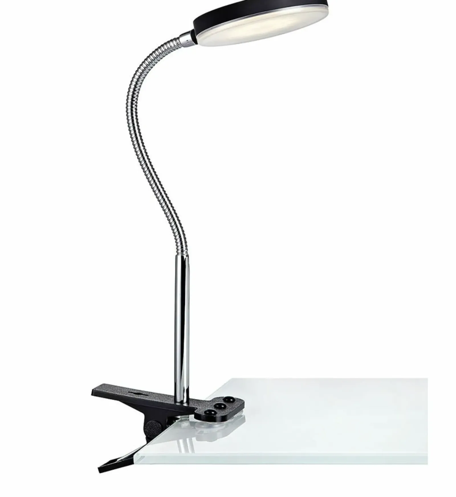 Sklep Kaja Czarno srebrna lampka biurkowa mocowana na klips 106471 | Kaja* Lampy Led|Lampki Biurkowe