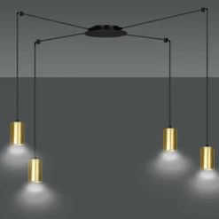 Sklep Kaja Czarno złota lampa wisząca na cztery żarówki 526/4 | Kaja Oświetlenie Cheap