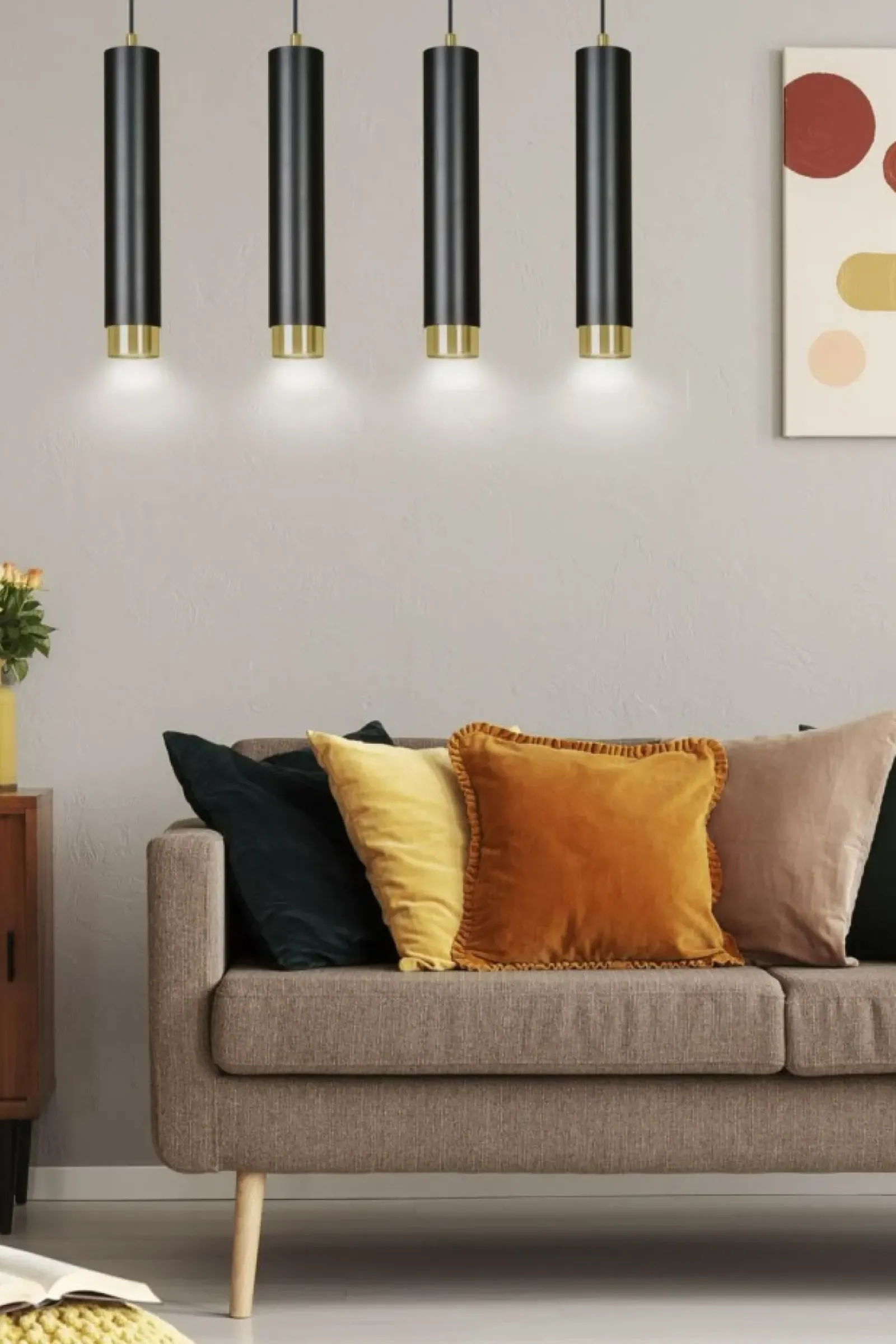 Sklep Kaja Czarno złota listwa z czterema lampami wiszącymi 644/4 | Kaja Flash Sale