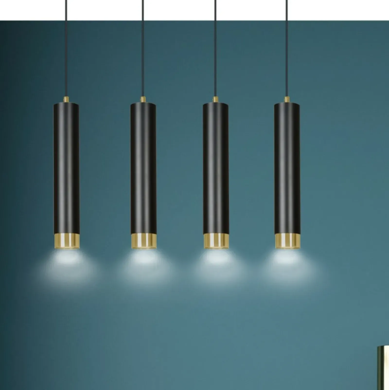 Sklep Kaja Czarno złota listwa z czterema lampami wiszącymi 644/4 | Kaja Flash Sale