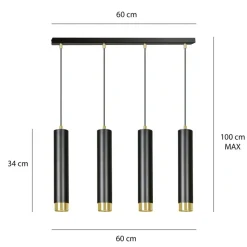 Sklep Kaja Czarno złota listwa z czterema lampami wiszącymi 644/4 | Kaja Flash Sale