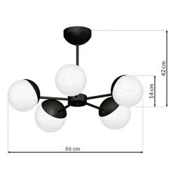 Sklep Kaja Czarno-biała, klasyczna lampa wisząca do salonu MLP8866 z serii SFERA | Kaja Ośw Flash Sale